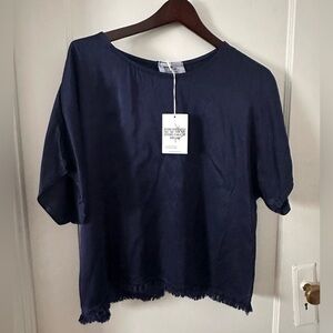 Free For Humanity, Round Neck Fringe Top O/S NWT; made in Italy